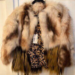 M  MISSONI MULTI COLOR VINTAGE Y2K FUR COAT - SIZE 42 NWT
